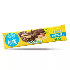   Brain Foods gluténmentes ostyaszelet csokoládéba mártott, földimogyorós, kakaós krémmel töltött, édesítőszerekkel 40 g