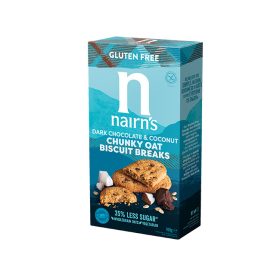   Nairns gluténmentes teljeskiőrlésű 57% rostdús zabkeksz étcsoki&kókusz 160 g