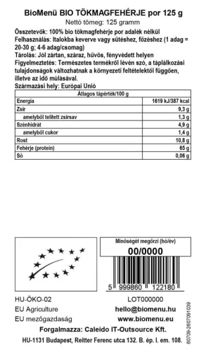 BioMenü BIO TÖKMAGFEHÉRJE por 125 g