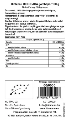 BioMenü BIO CHAGA gombapor 100 g