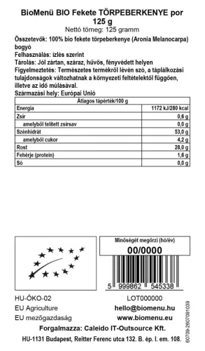 BioMenü BIO Fekete TÖRPEBERKENYE por 125 g